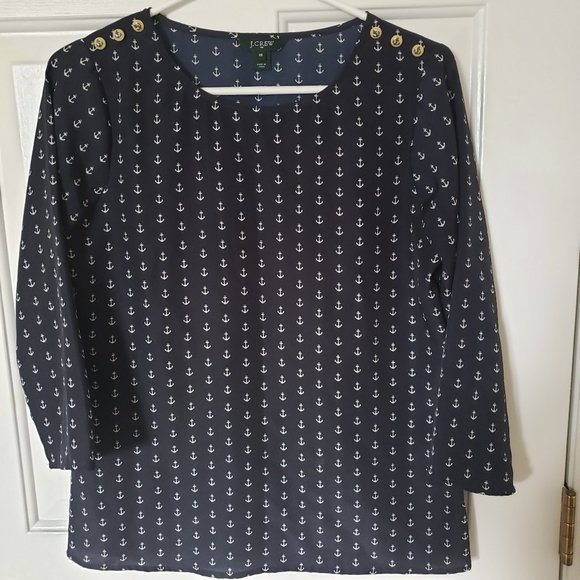 J Crew Anchor Top XS Navy White - Picture 1 of 4